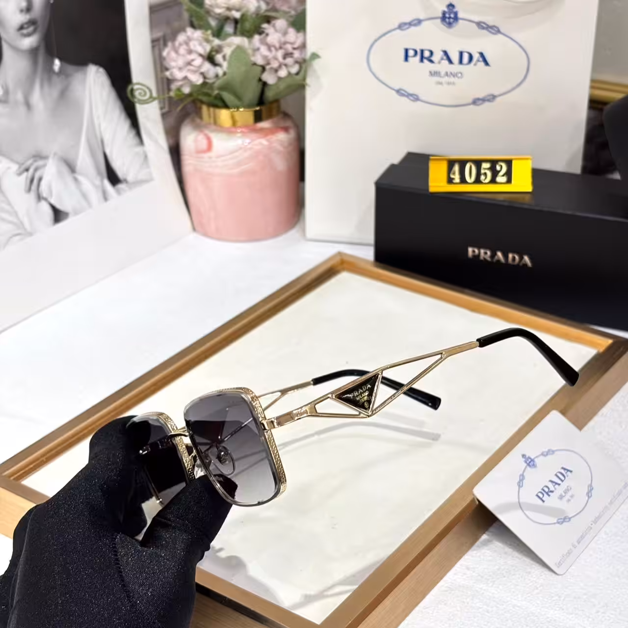 Prada Square Frame Gray Tint Unisex Sunglass