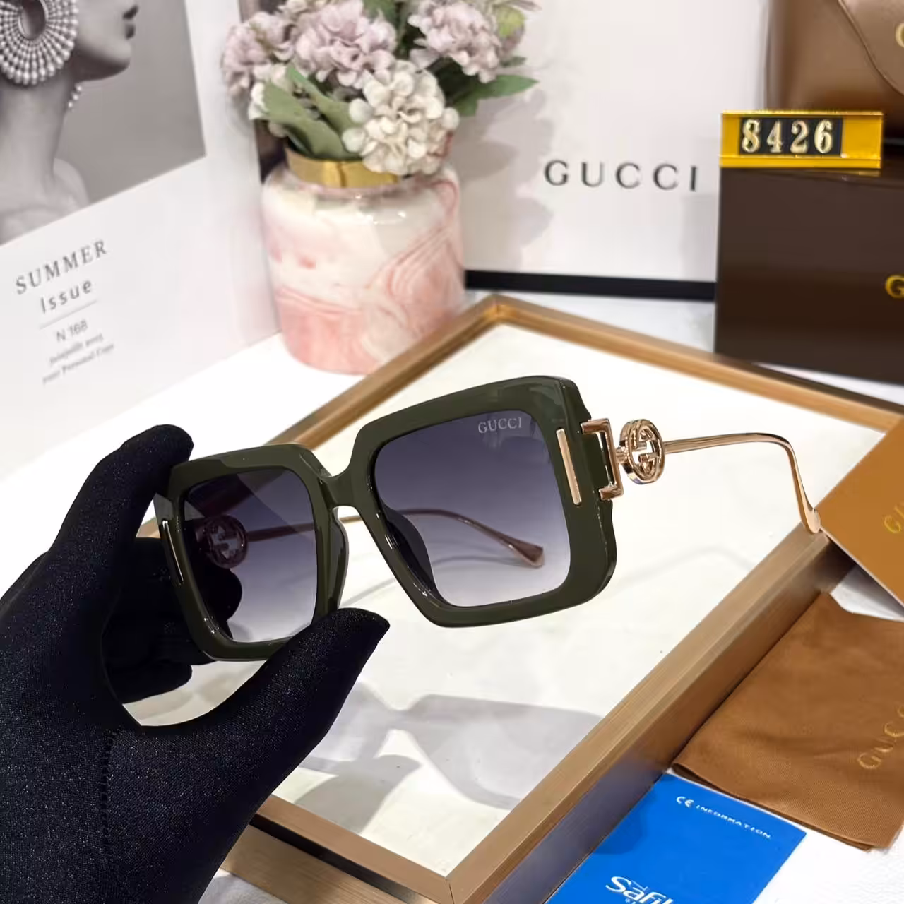 WhatsApp Image 2025-11-03 at 5.41.32 PM Gucci Square Oversized Green Frame Women’s Sunglass
