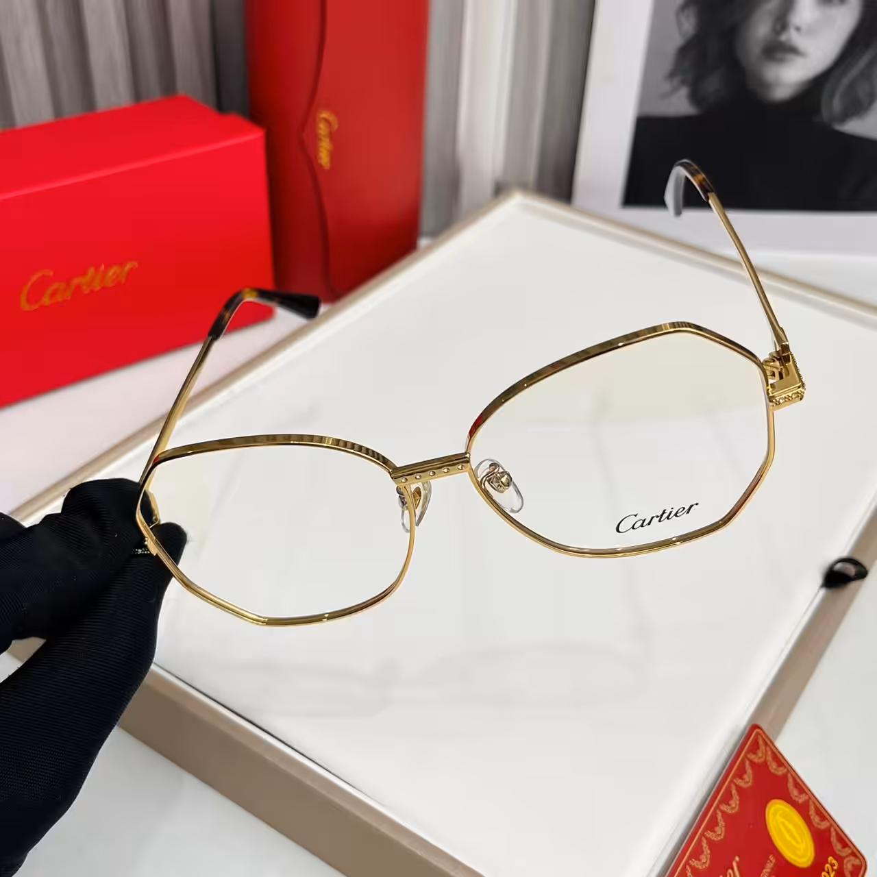 Cartier Oversized Round Metal Frame Womens Premium Eyeglass