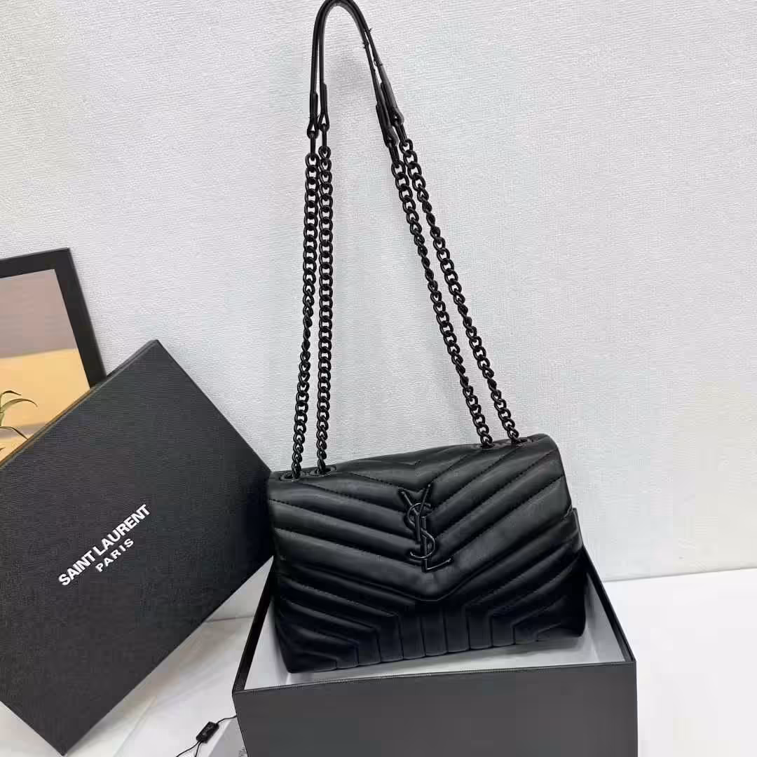 Ysl Lou Lou Medium All Black Sling Bag (With Box)