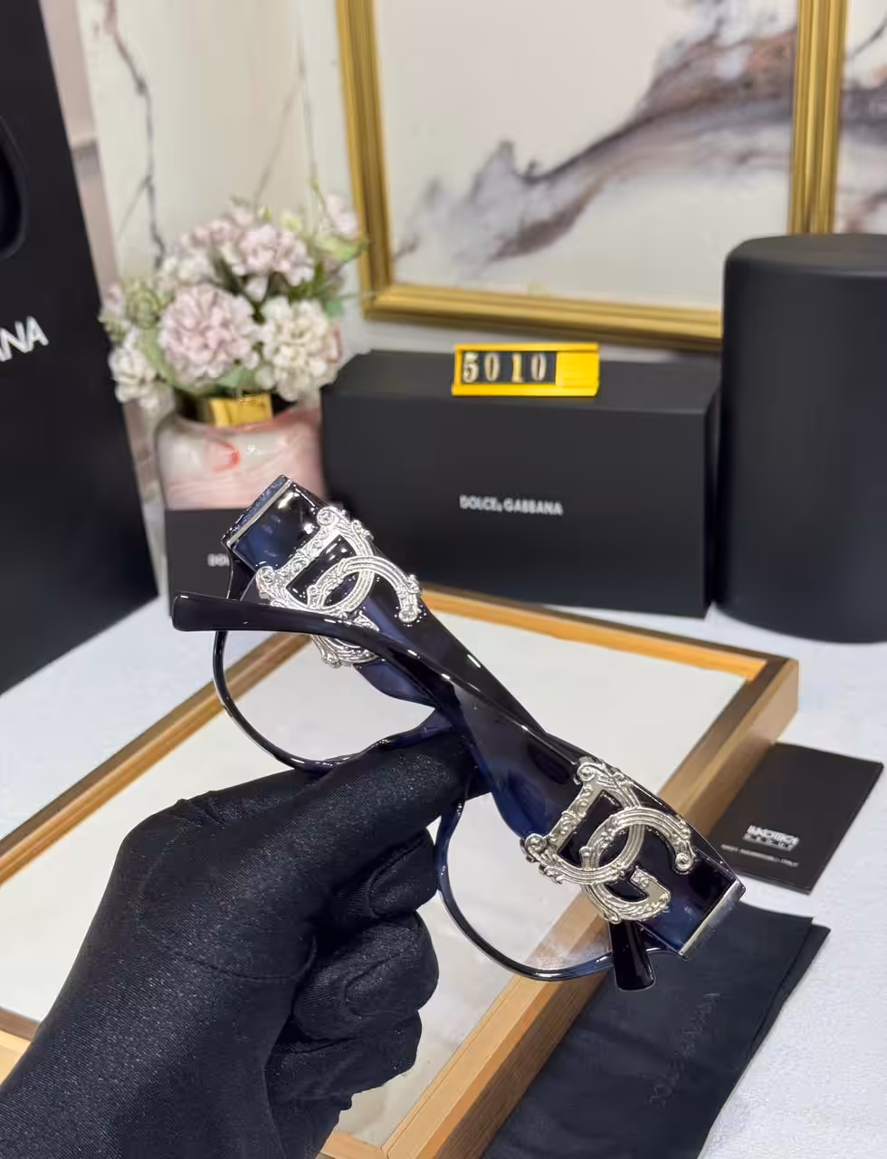 Dolce & Gabbana Cat-Eye Optical Frame Transparent Grey with Silver DG Logo