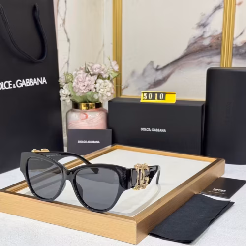 Dolce & Gabbana Cat-Eye Sunglasses Black Frame with Gold DG Logo