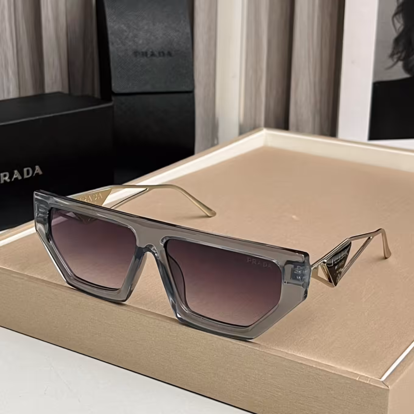WhatsApp Image 2025-11-12 at 6.33.39 PM Prada Geometric Square Sunglasses Silver Frame with Iconic Logo Detailing