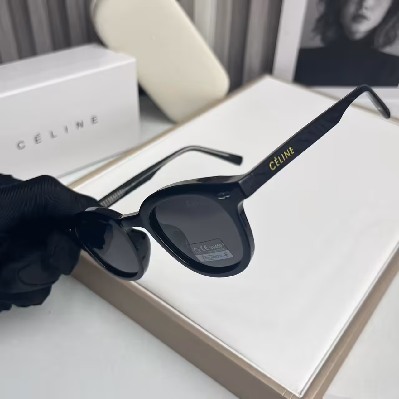 Celine Black Round Classic Polarized Sunglasses