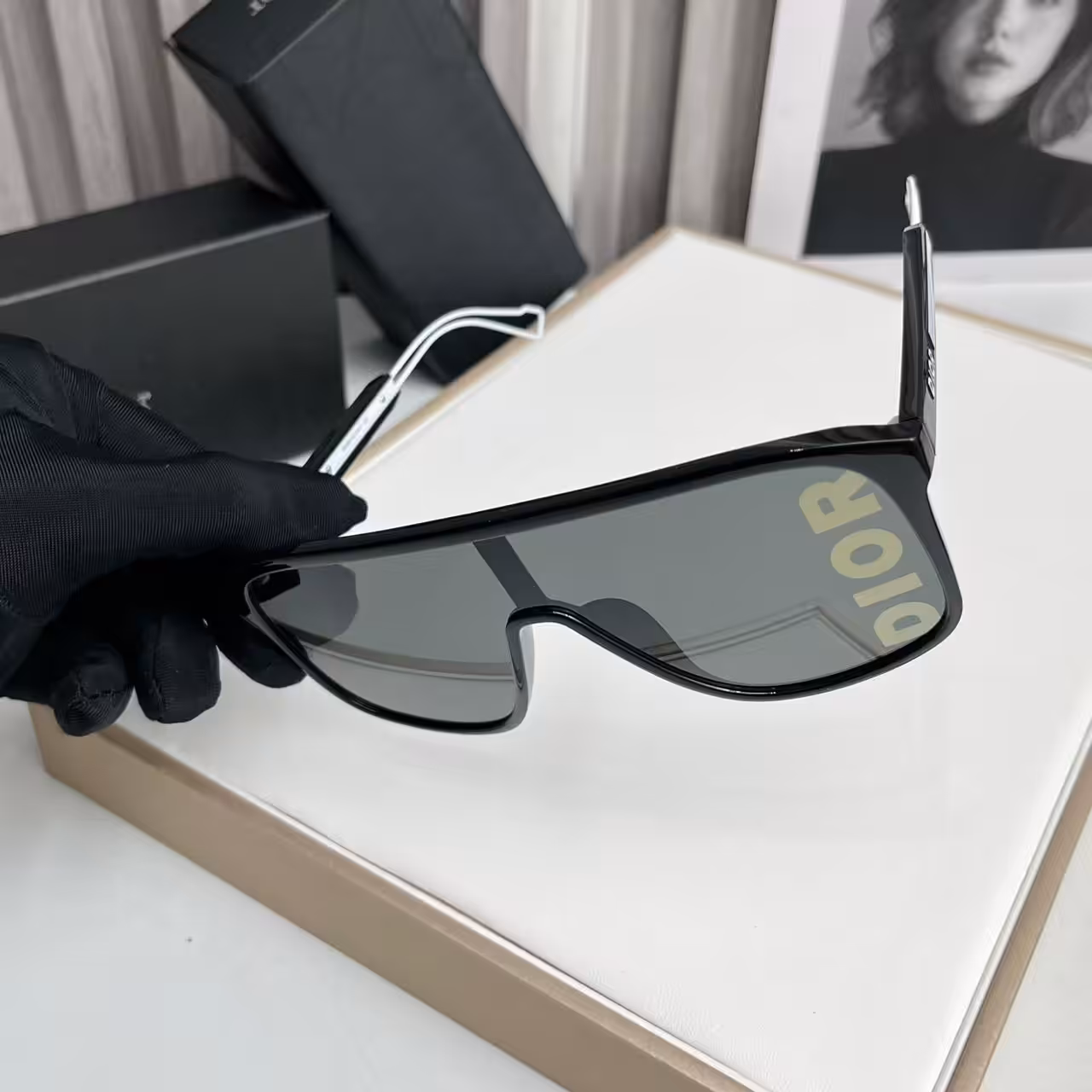 Dior Fast Mil Black Monogram Visor Sunglasses