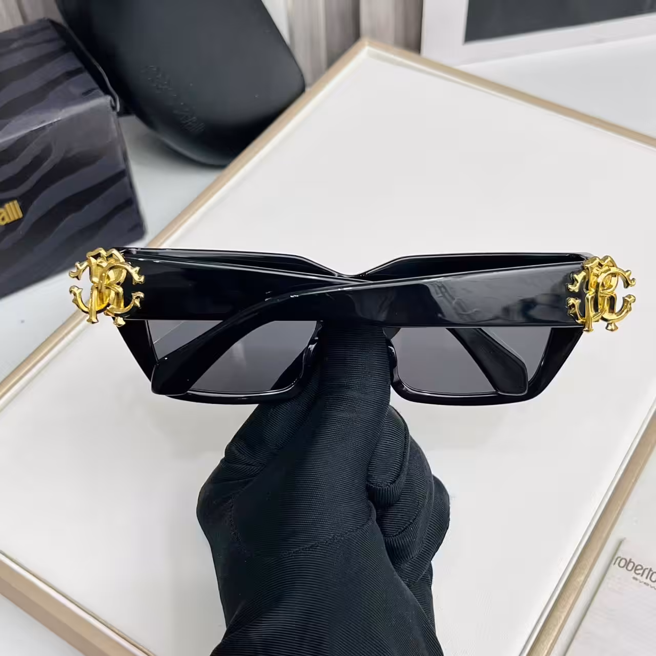 Roberto Cavalli Bold Black Square Sunglasses