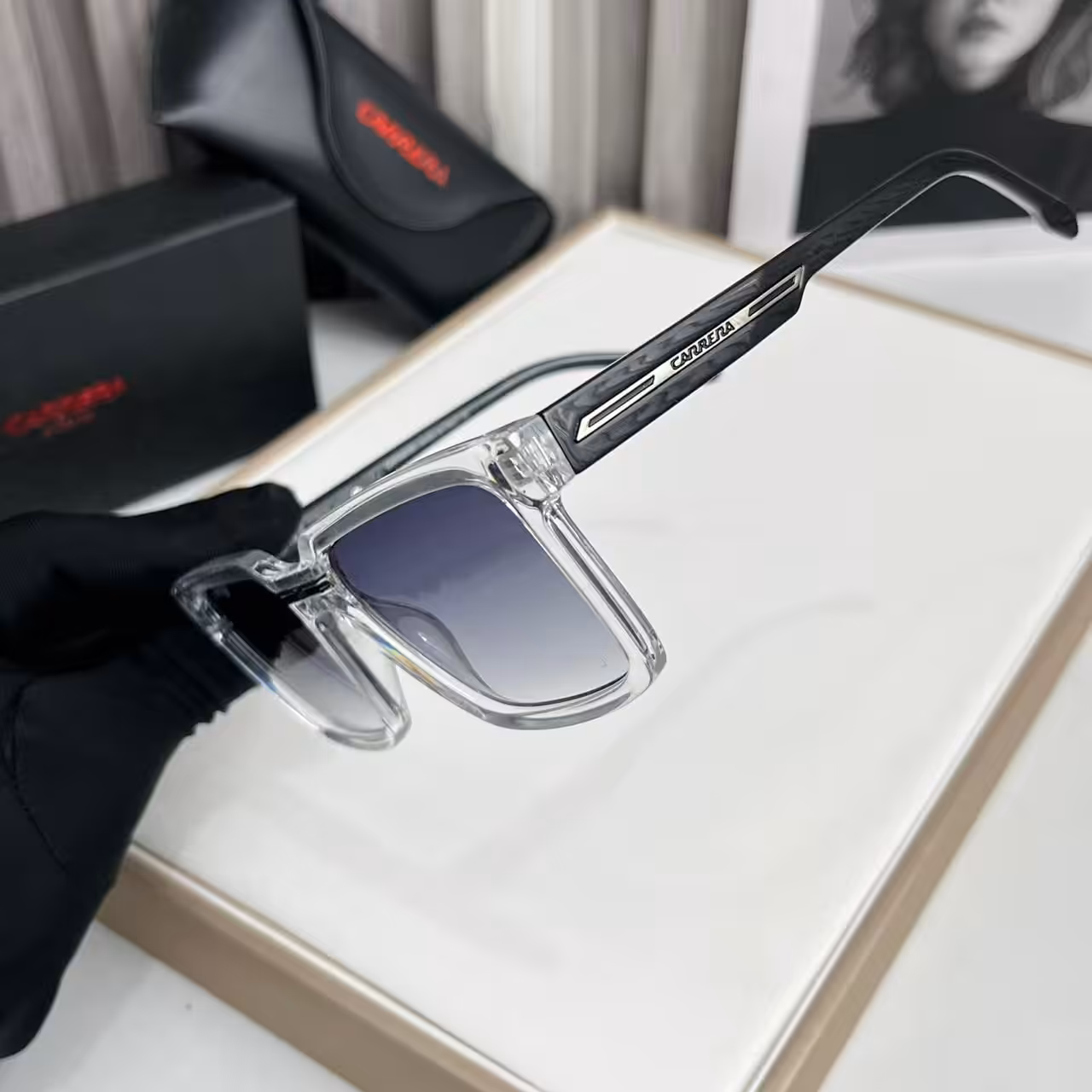 Carrera Crystal Clear Gradient Square Sunglasses