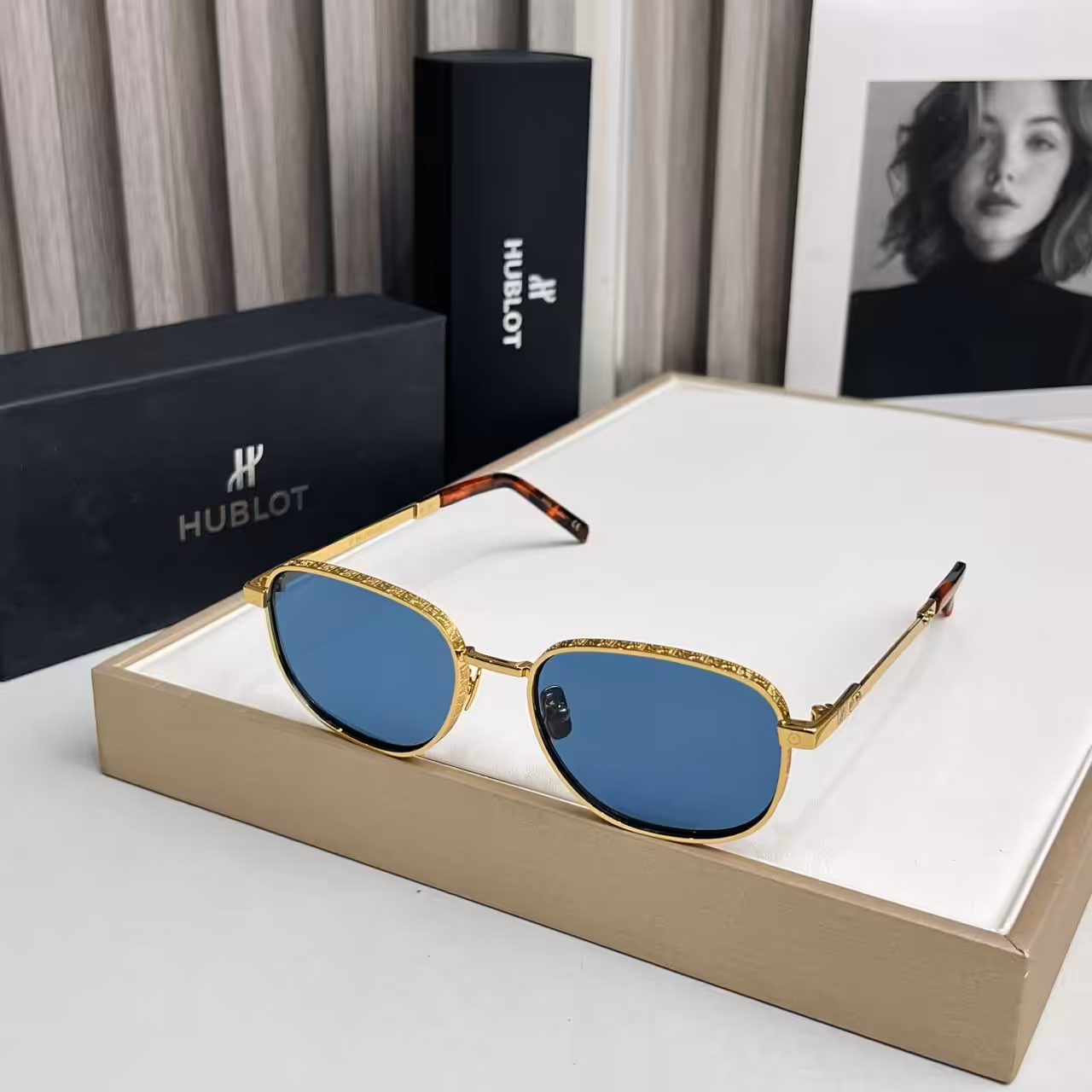 WhatsApp Image 2025-11-20 at 7.13.09 PM Hublot Gold Engraved Blue Oval Sunglasses