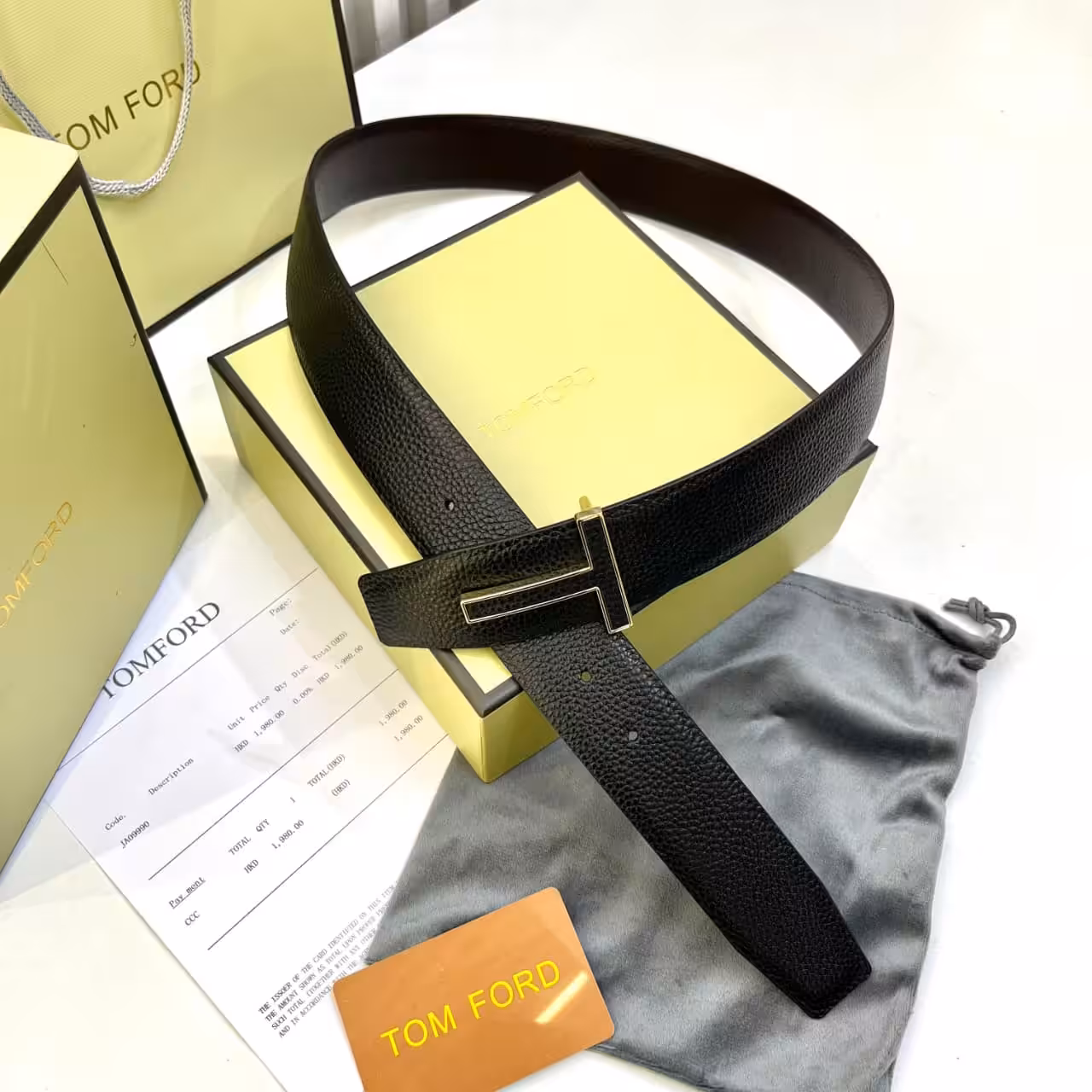 Tom Ford Black T-Buckle Men's Belt