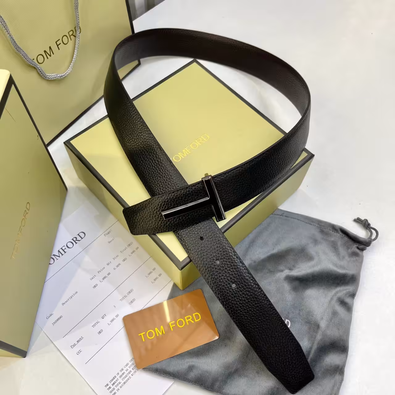 Tom Ford Black T-Buckle Black Men's Belt