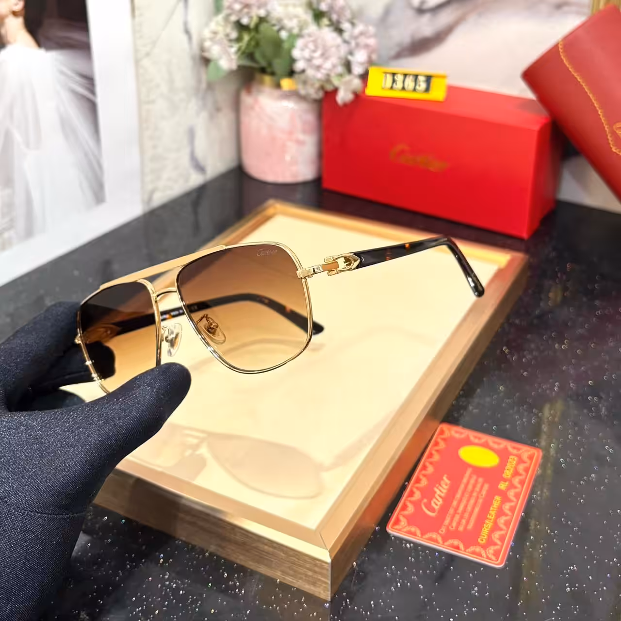 WhatsApp Image 2026-01-08 at 1.17.00 PM Cartier Gold Brown Gradient Aviator Sunglasses