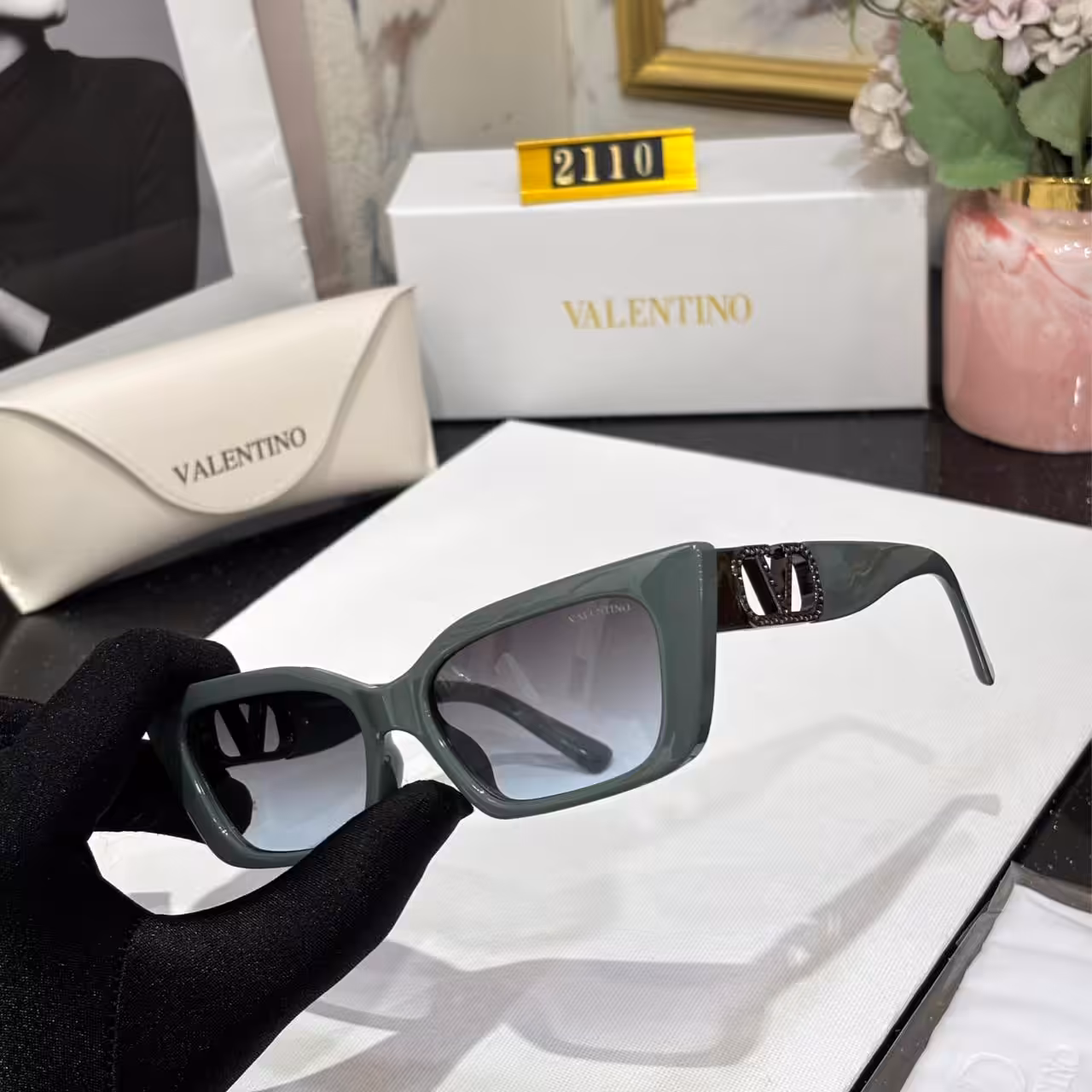 Valentino Green Cat-Eye Gradient Sunglasses