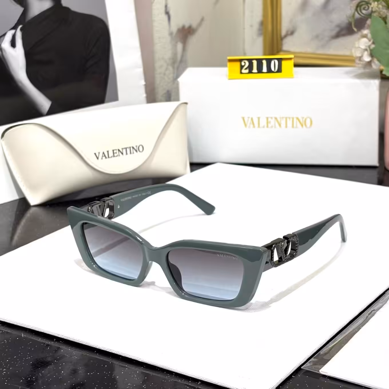 Valentino Green Cat-Eye Gradient Sunglasses