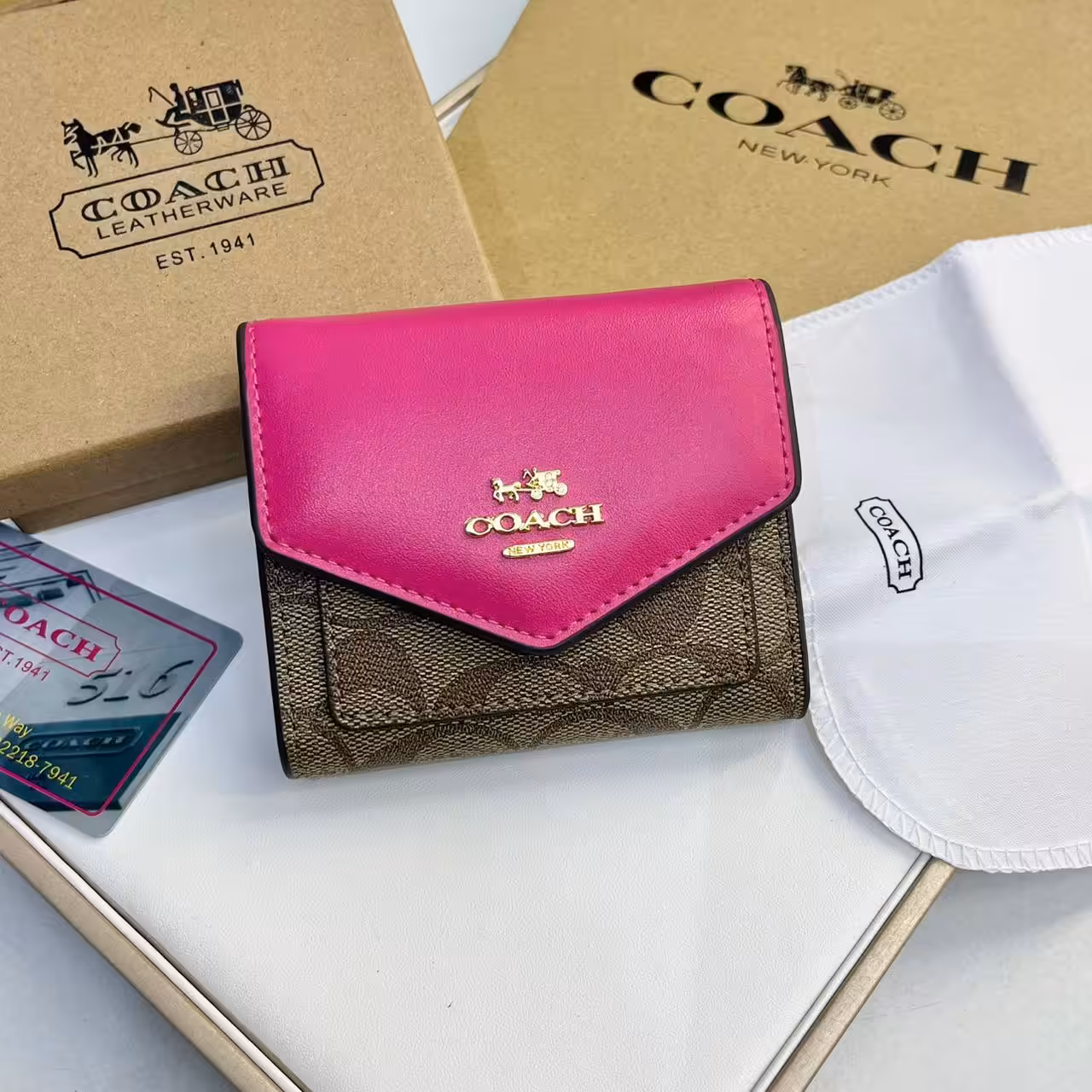WhatsApp Image 2025-12-02 at 4.20.28 PM (2) Coach Three Fold Rose Pink Wallet