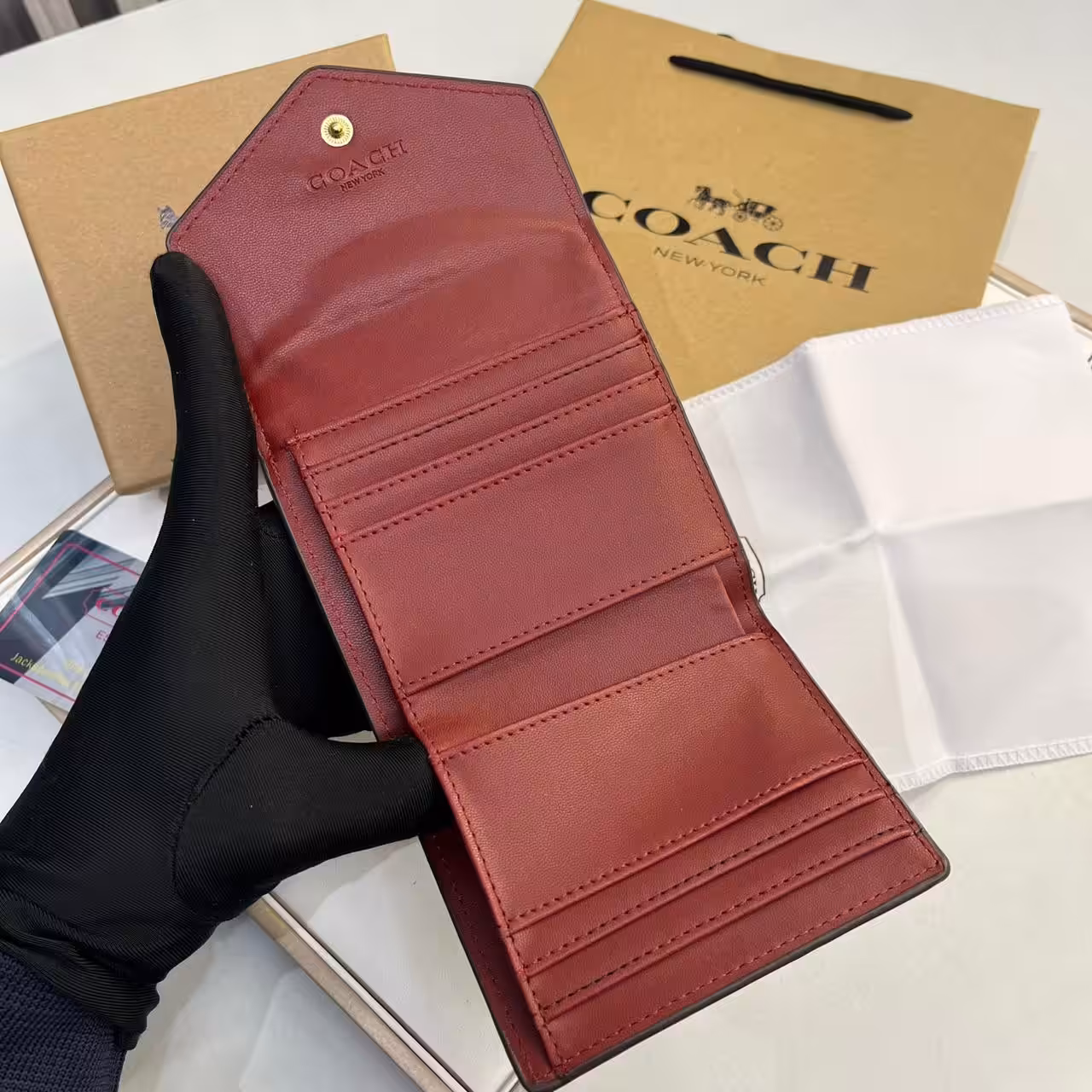 Coach Three Fold Rose Pink Wallet