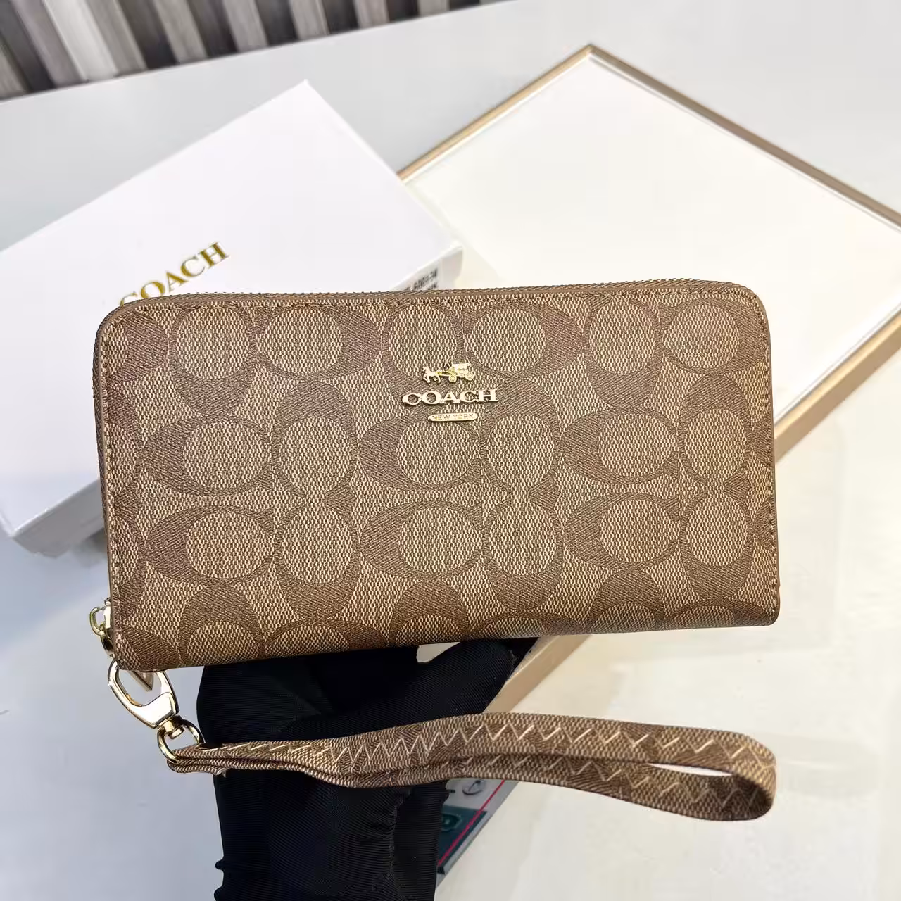 Coach Apricot Long Zipper Wallet