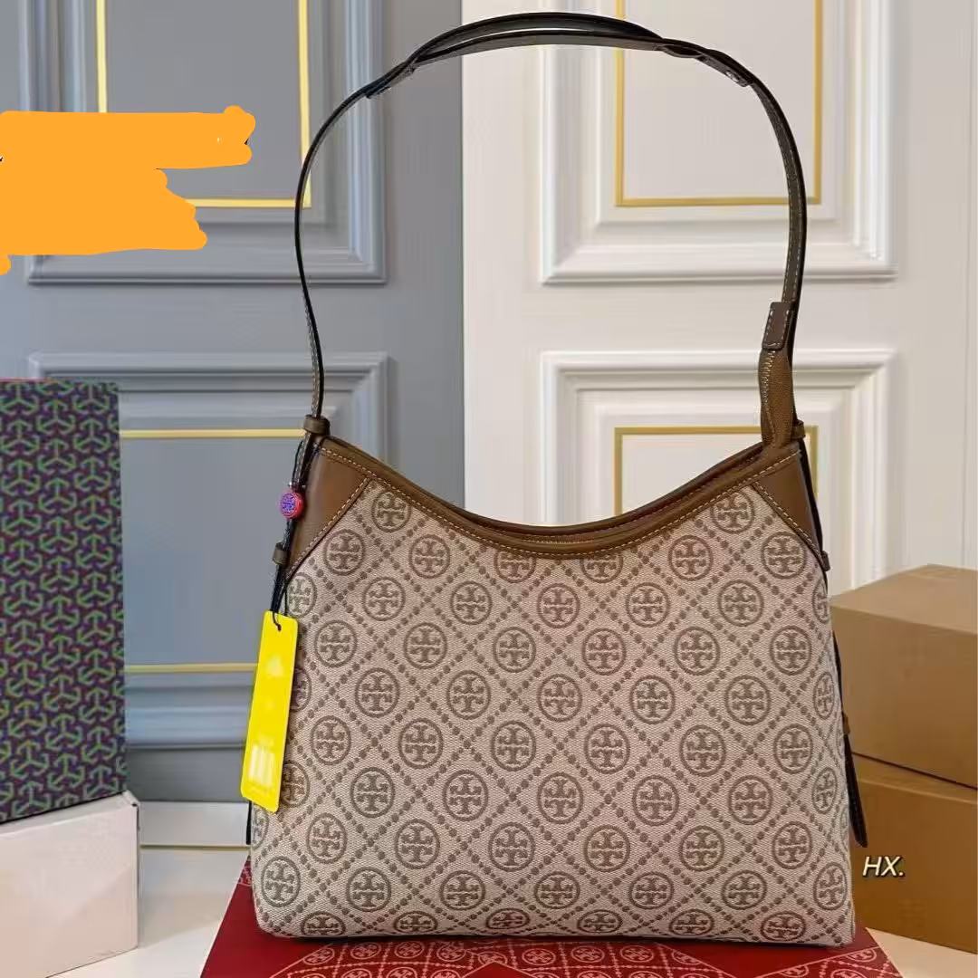 WhatsApp Image 2025-12-13 at 4.35.03 PM Tory Burch T Monogram Khaki Color Medium Hobo Bag (With Box)