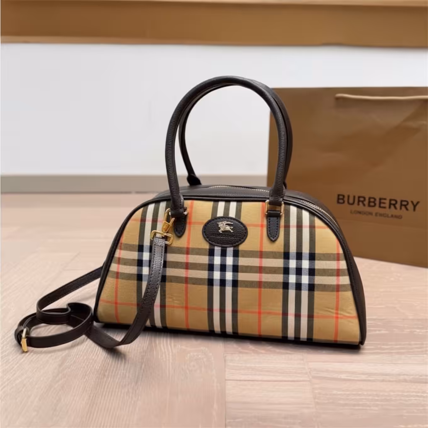 Burberry Highlands Coffee Bowling Hand Bag