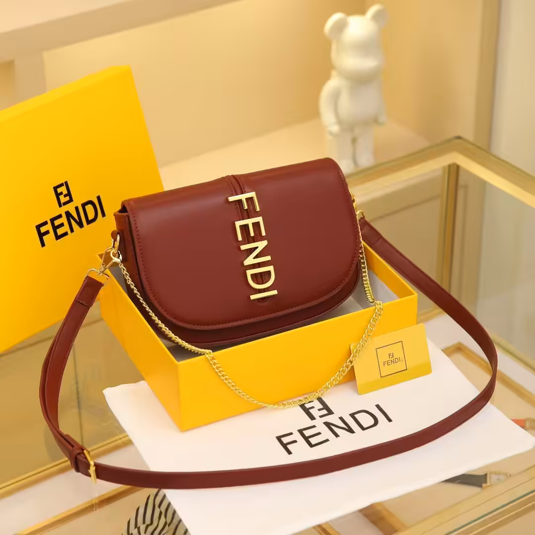 Fendi Fendigraphy Maroon Color Shoulder Bag (With Box)