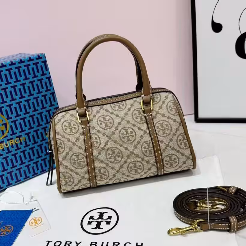 WhatsApp Image 2025-12-18 at 12.46.06 PM Tory Burch Small Petite Apricot Color Barrel Bag (With Box)