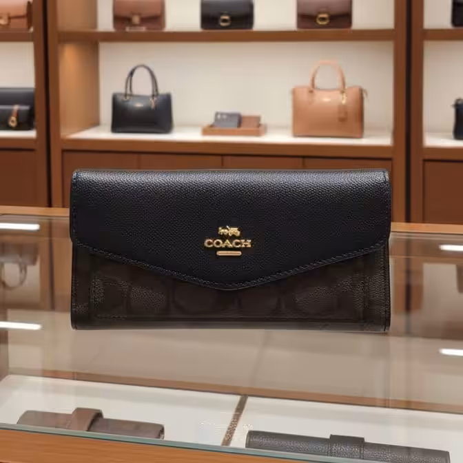 WhatsApp Image 2025-12-19 at 1.39.29 AM Coach Coffee Black 3 Fold Envelop Signature Wallet