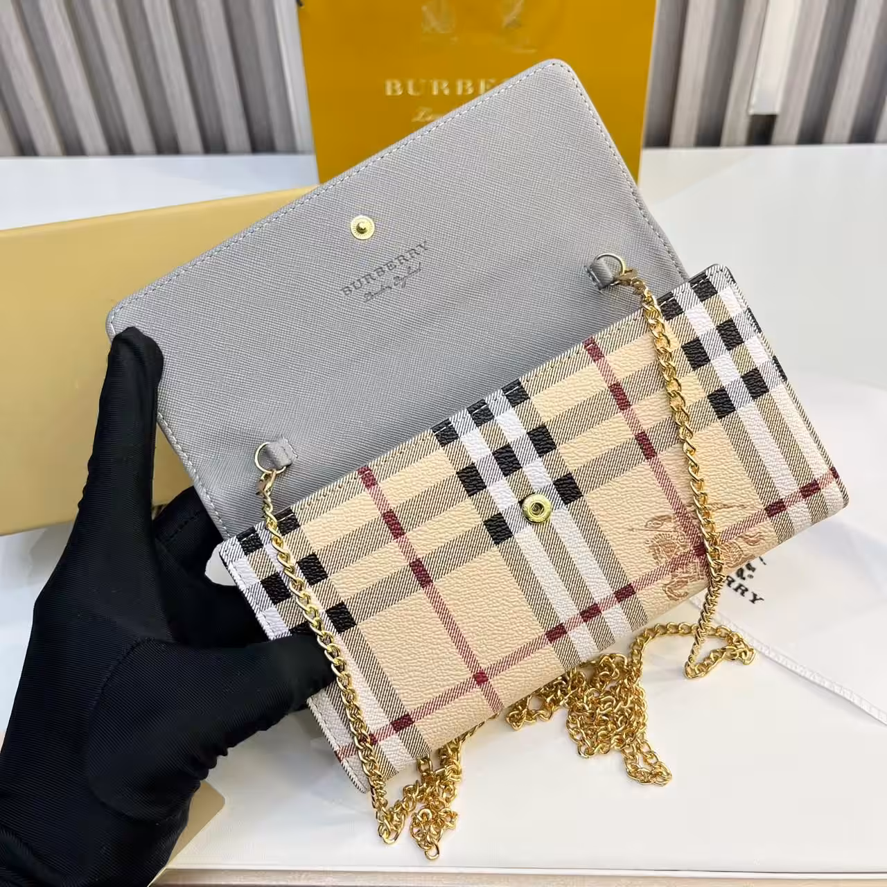 Burberry Loxely Long Gray Color Crossbody Sling Bag (With Box)