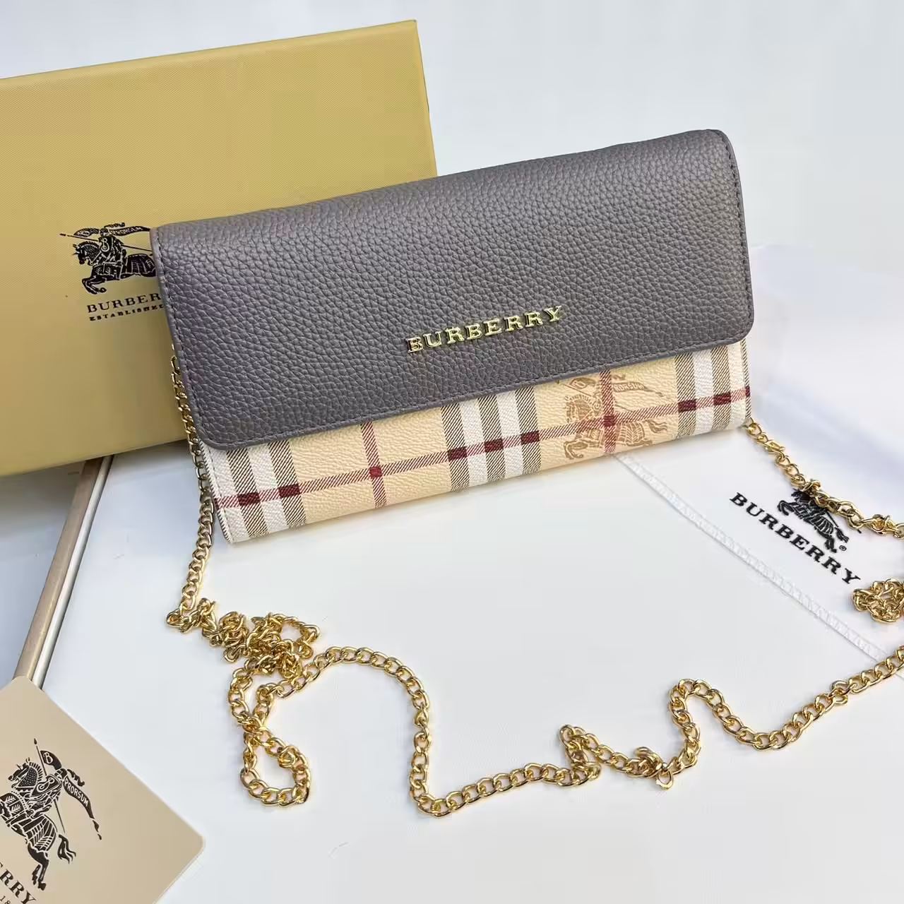 Burberry Loxely Long Gray Color Crossbody Sling Bag (With Box)