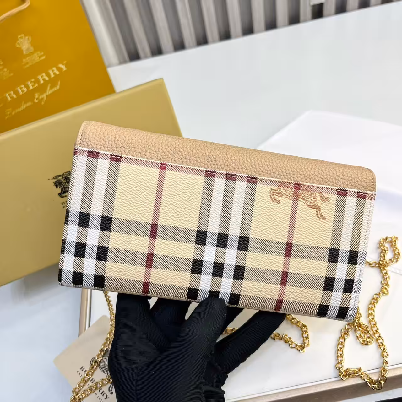 Burberry Loxely Long Apricot Color Crossbody Sling Bag (With Box)