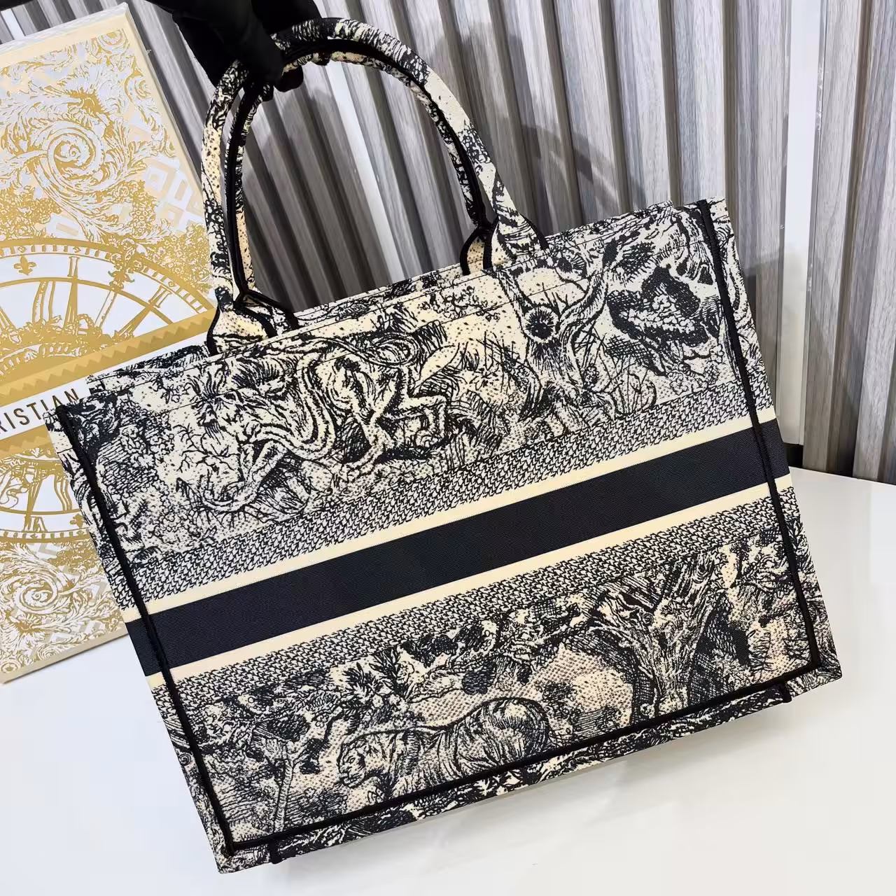 WhatsApp Image 2025-12-19 at 2.20.49 PM (1) Christian Dior Black Jungle Book Tote (With Box)
