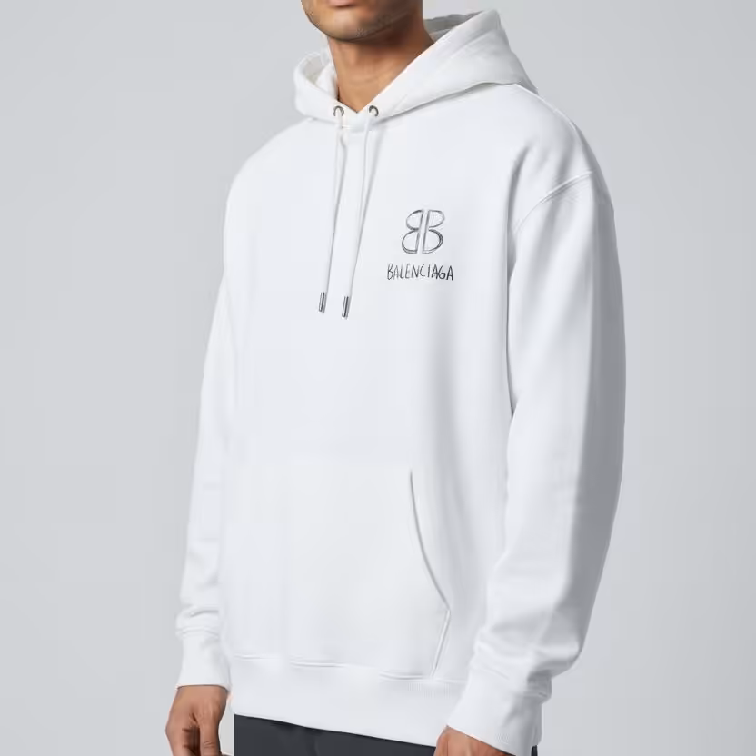 Balenciaga BB White Full Sleeve Men’s Hoodie