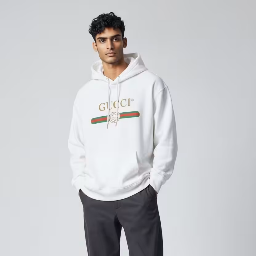 Gucci Wolf GG White Full Sleeve Men’s Hoodie