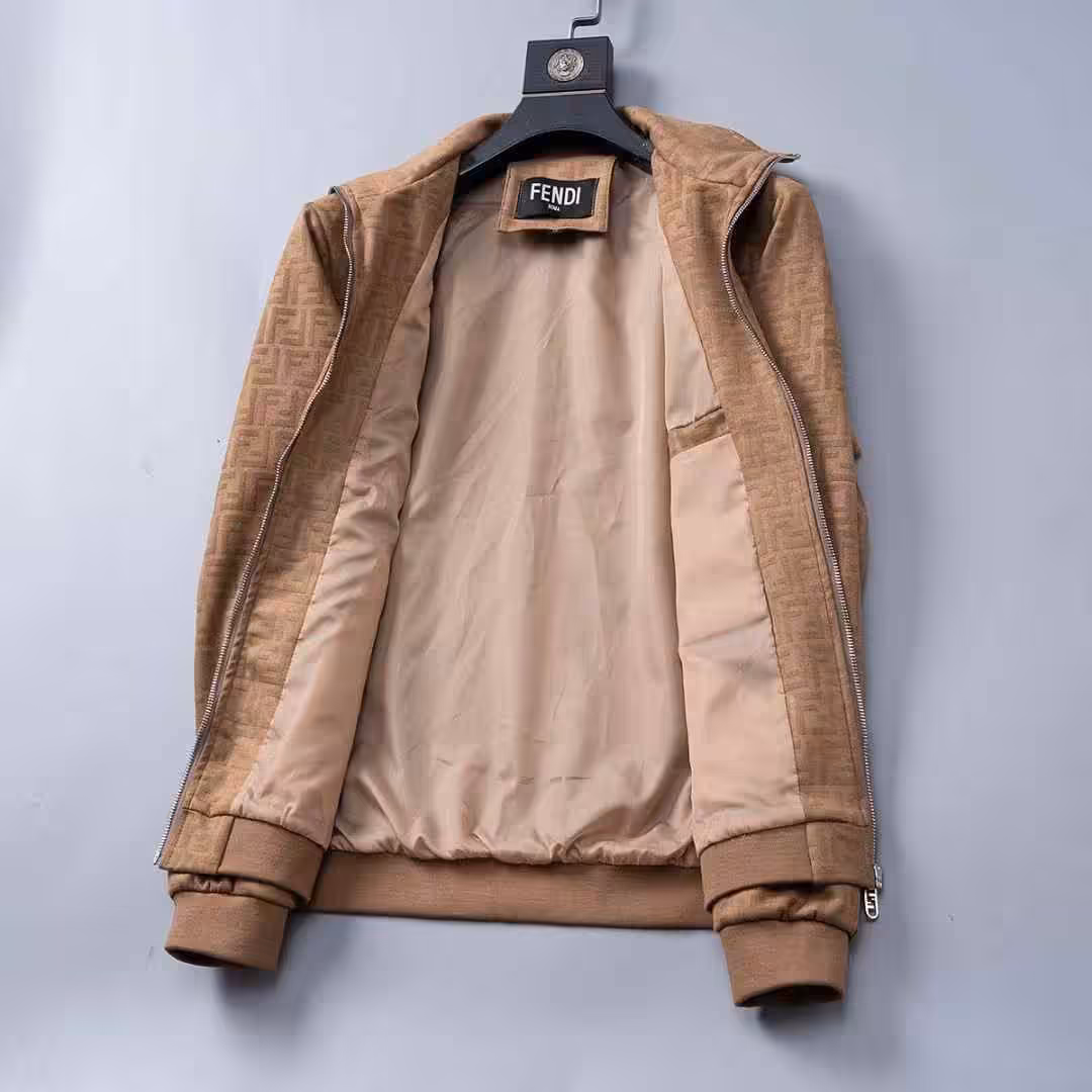 WhatsApp Image 2025-12-27 at 12.28.37 PM Fendi FF Embossed Khaki Wind Cheater Jacket