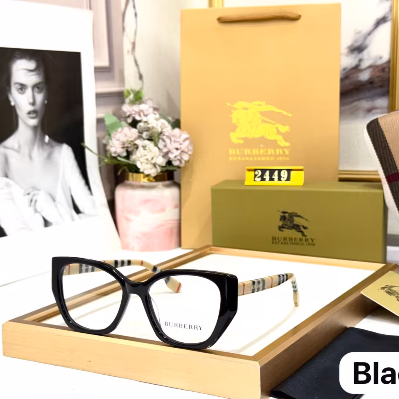 Burberry Black Square Eyeglass Frame