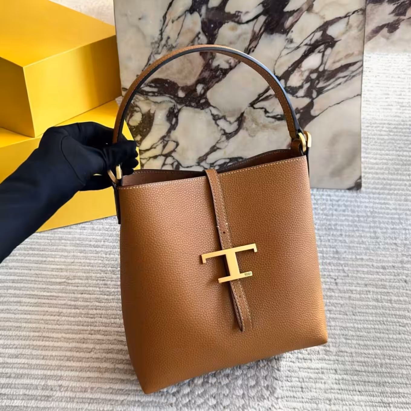 WhatsApp Image 2026-01-08 at 5.35.50 PM Tods T Timeless Brown Bucket Bag (With Box)