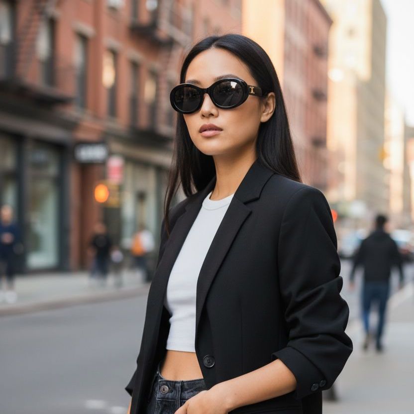 Celine Black Oval Sunglasses