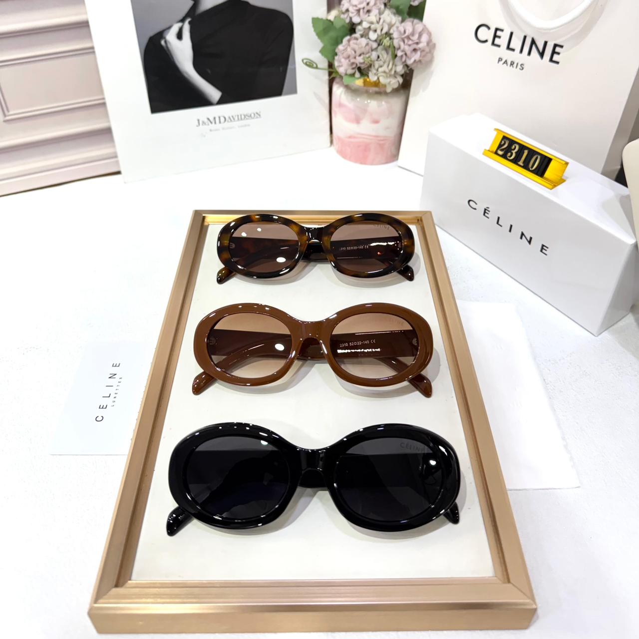 Celine Brown Oval Sunglasses