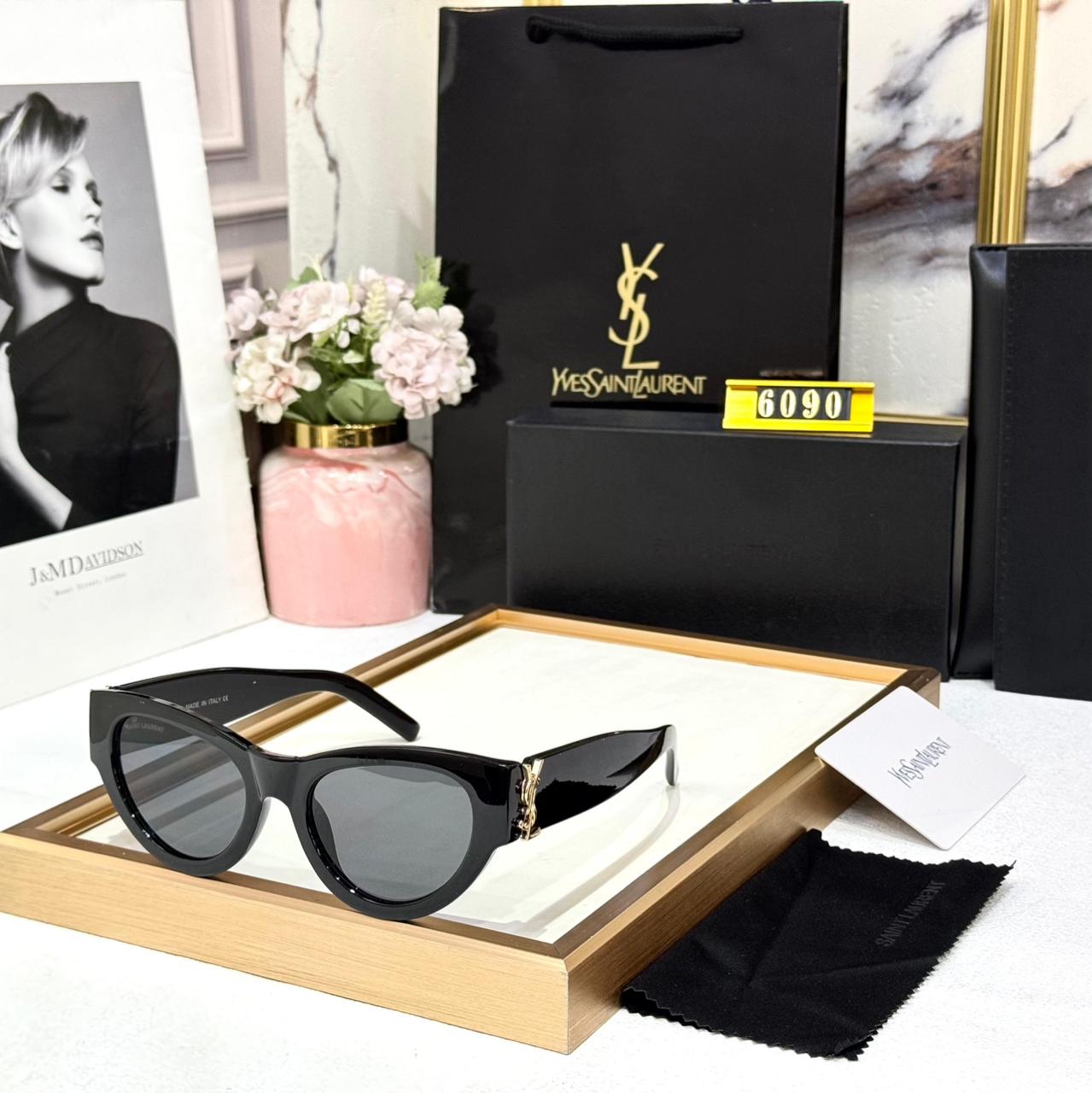 YSL Black Cat-Eye Women Sunglasses