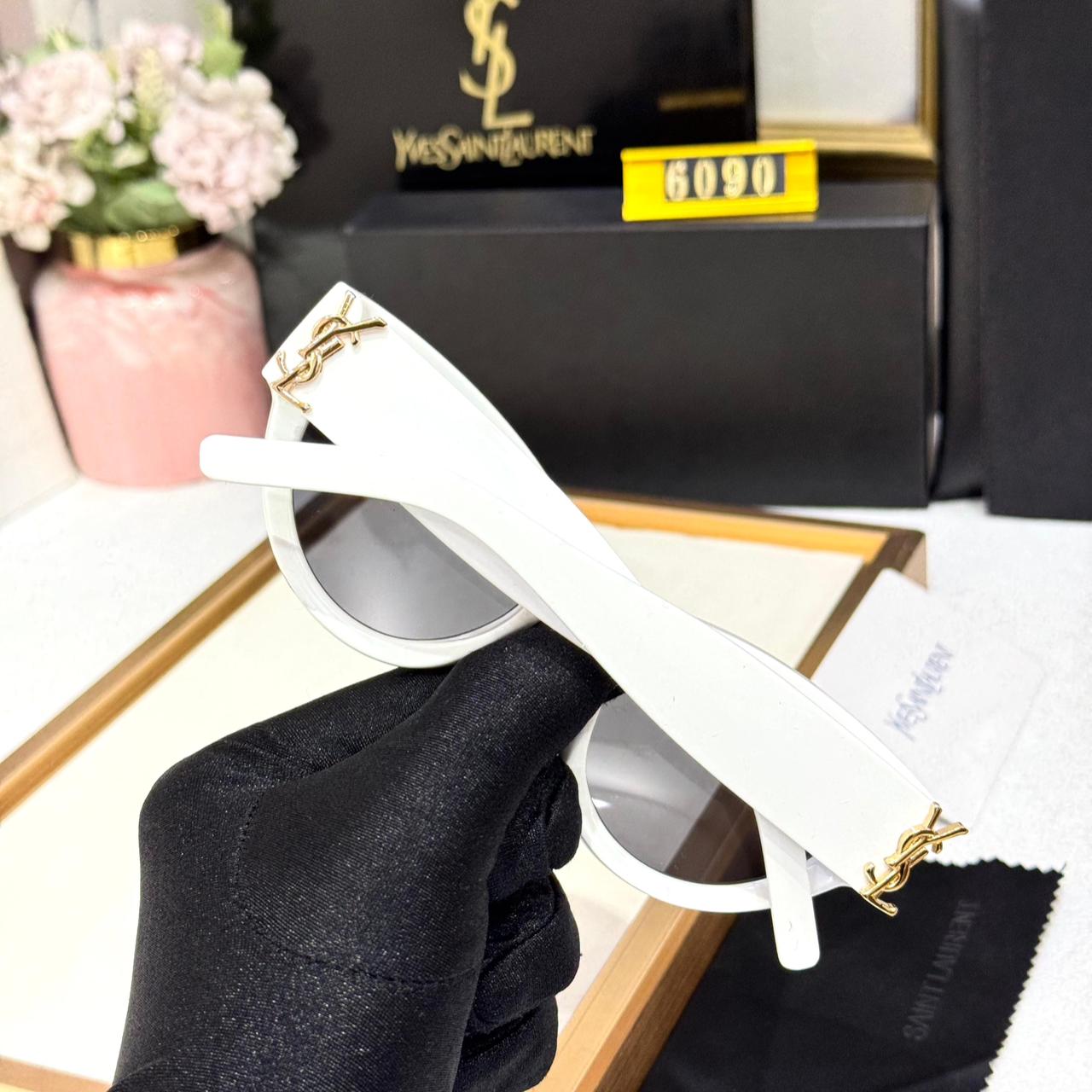 WhatsApp Image 2026-01-09 at 6.14.35 PM (1) YSL Saint Laurent White Cat-Eye Women Sunglasses