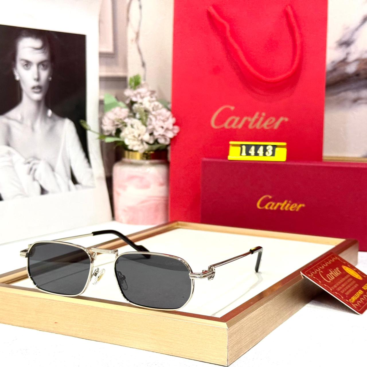 WhatsApp Image 2026-01-09 at 6.17.49 PM Cartier Silver Rectangular Sunglasses