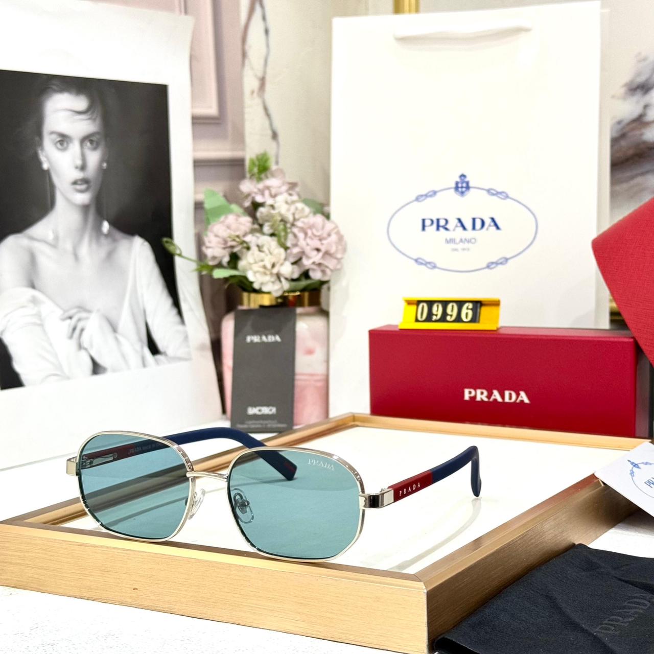 WhatsApp Image 2026-01-09 at 7.42.09 PM Prada Silver Blue Square Unisex Sunglasses