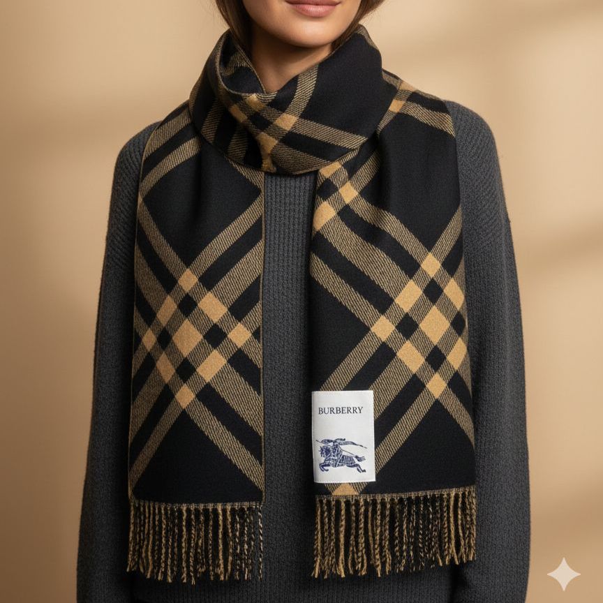WhatsApp Image 2026-01-09 at 8.36.07 PM Burberry Symmetric Black Unisex Muffler