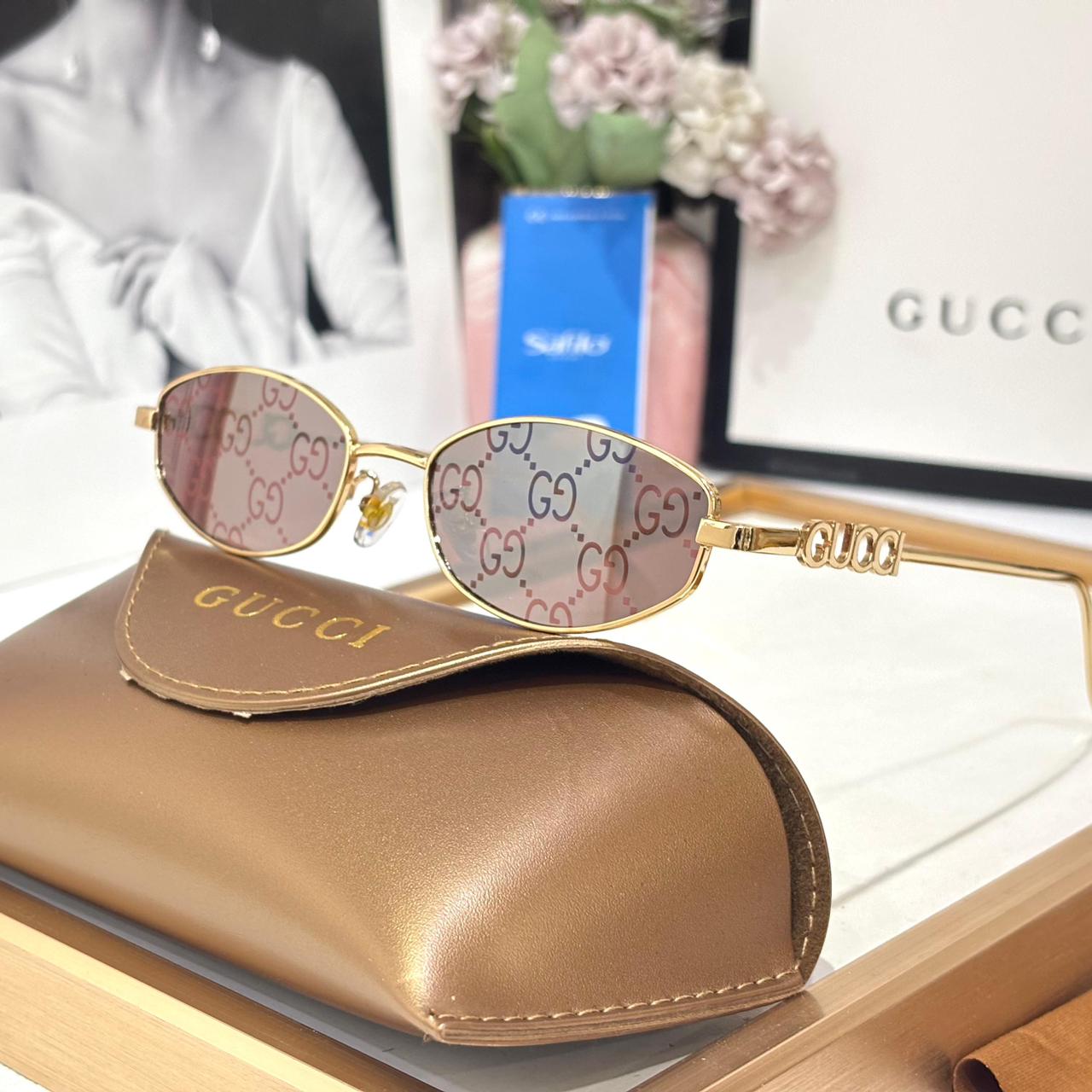 Gucci Oval GG Print Women’s Sunglass