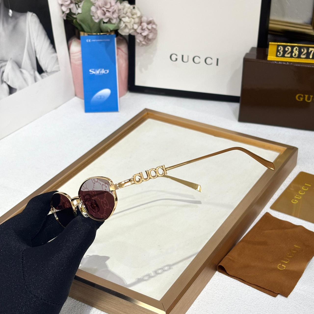 Gucci Oval GG Print Women’s Sunglass