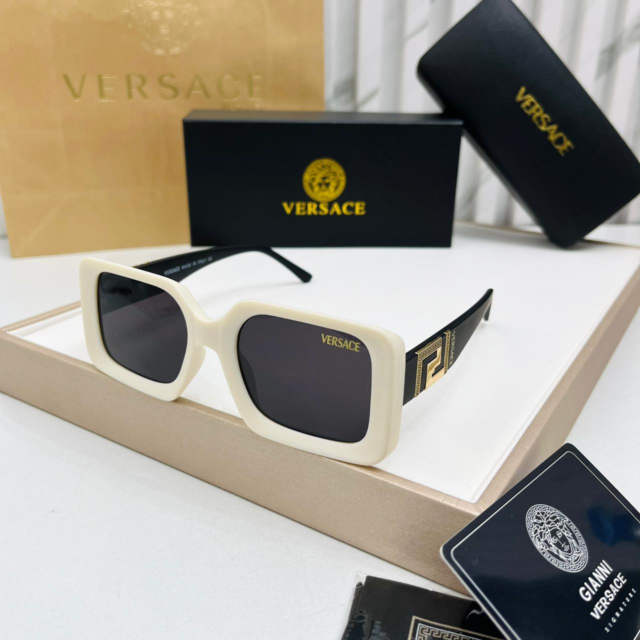 Versace White Black Square Sunglasses for Women