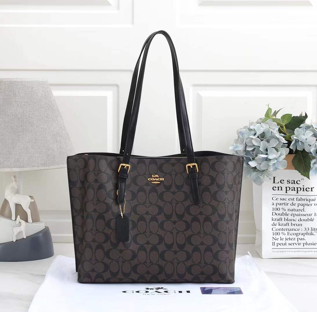 Coach Mollie Coffee Black Tote Bag