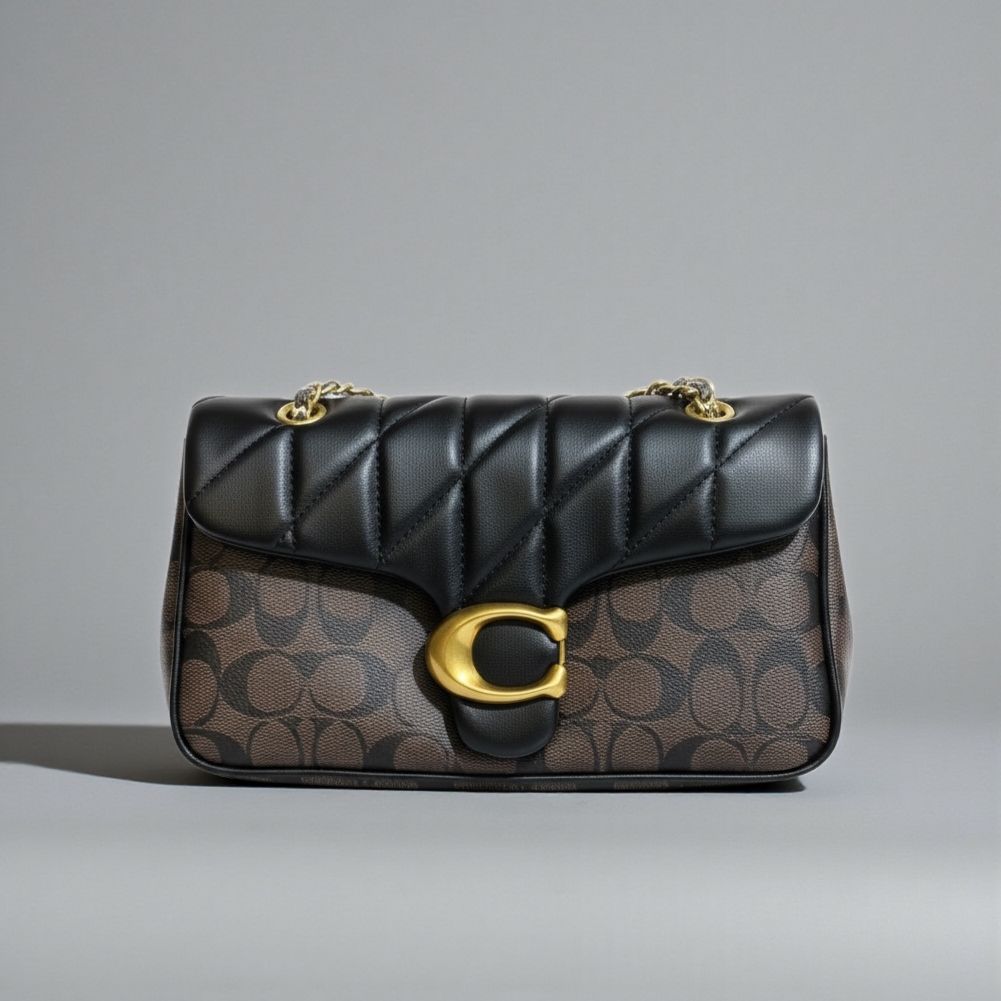 Coach Tabby 26 Coffee Black Quilted Sling Bag (With Box)