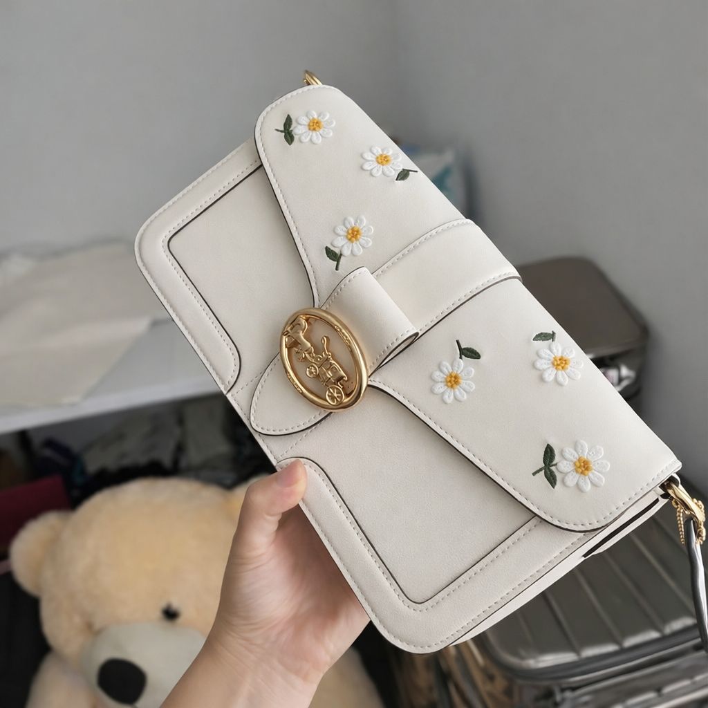 WhatsApp Image 2026-01-21 at 2.48.35 PM (1) Coach Georgie Flower Daisy Embroidery Shoulder Bag (With Box)