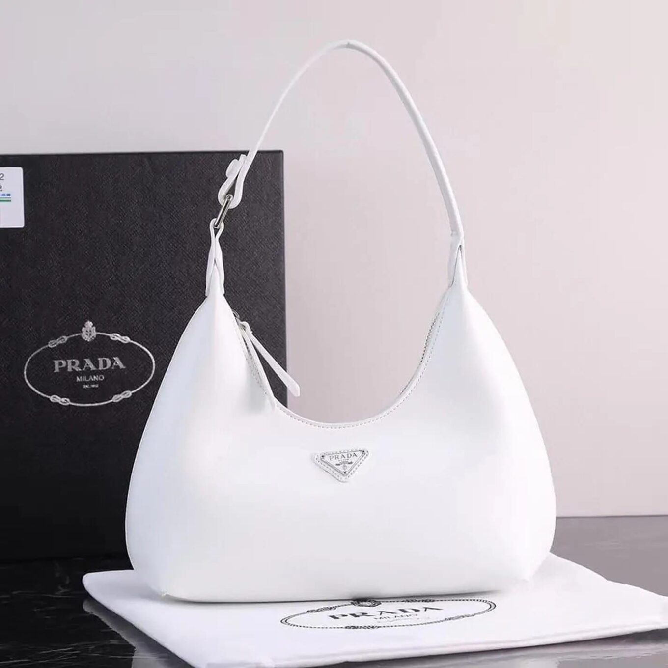 Prada Cleo White Premium Shoulder Bag (With Box)