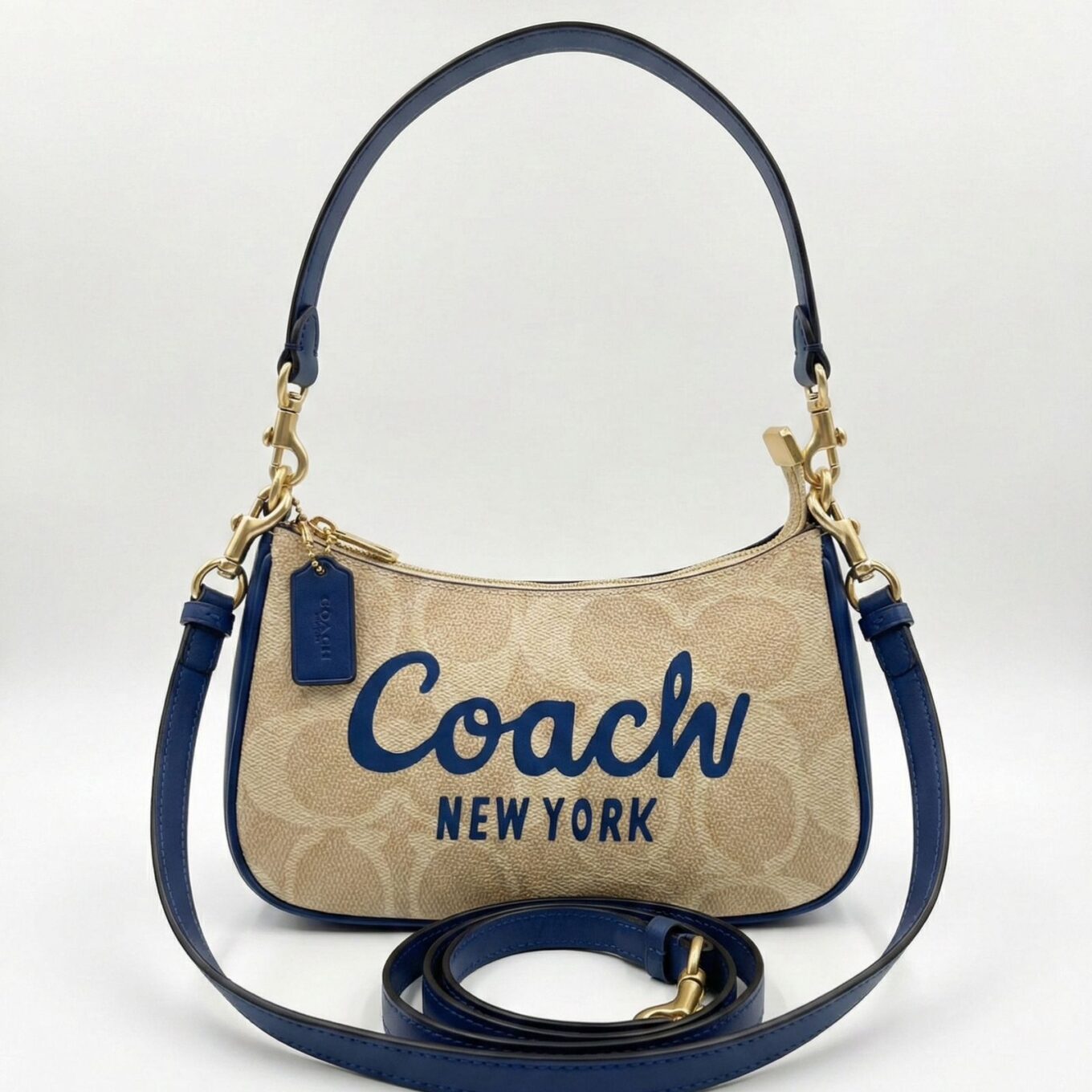 Coach Teri Signature Canvas Khaki Mini Crossbody Sling Bag (With Box)