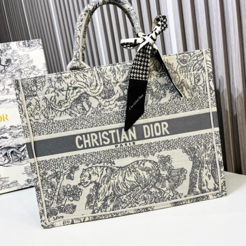 Christian Dior Grey Tiger Tote (With Box)